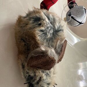 Furry Reindeer Holiday Ornament with Bell